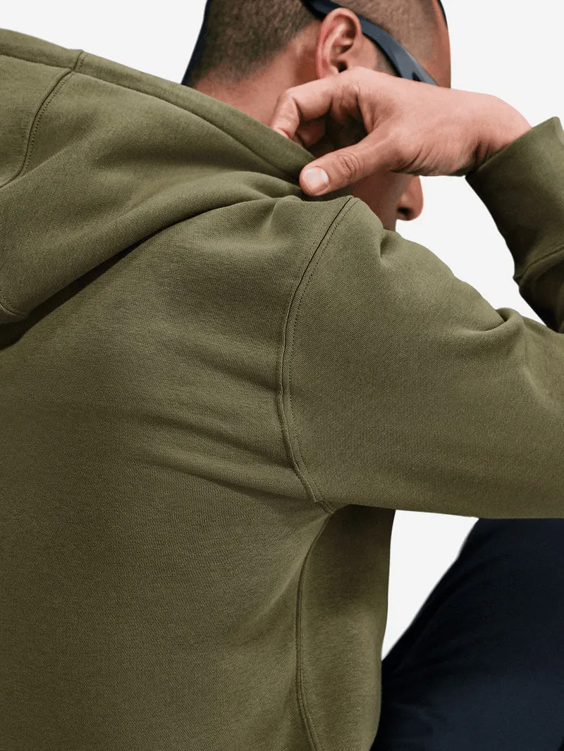Felpa pullover verde oliva con cappuccio e swoosh