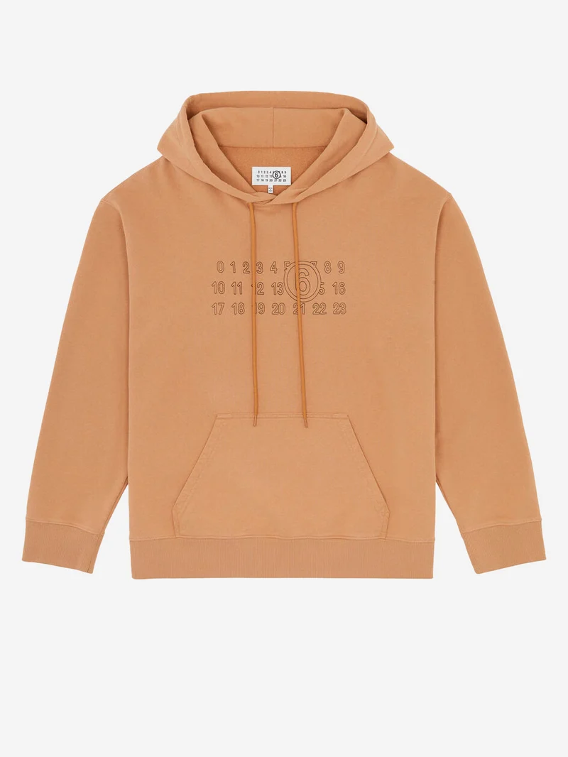 Felpa marrone ocra con cappuccio e logo Numeric