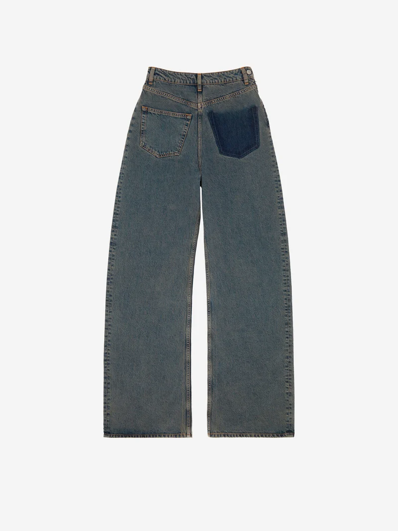 Jeans decostruiti back to back con white stitch