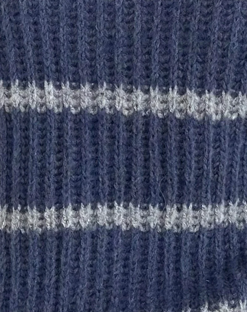 Namirta Pullover in Blau mit grauen Streifen