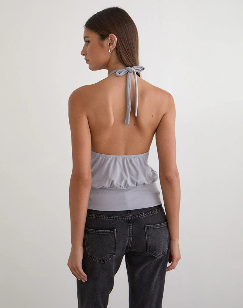 Giunea Knot Halter Top in Lila-Grau