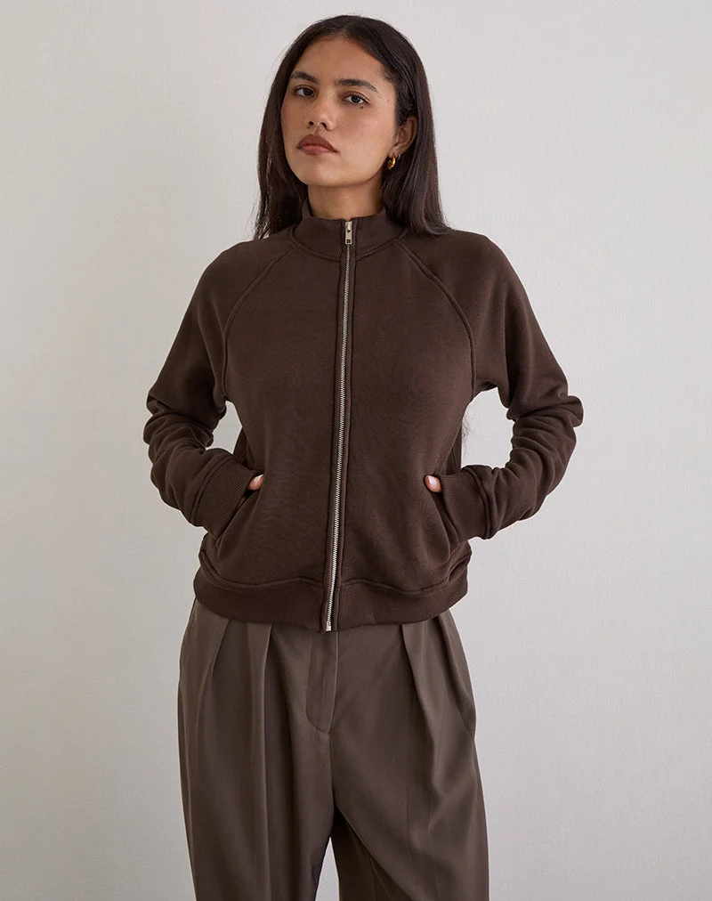 Tamayo Zip Rollkragenpullover in Bitterschokolade