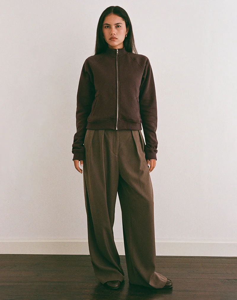 Tamayo Zip Rollkragenpullover in Bitterschokolade