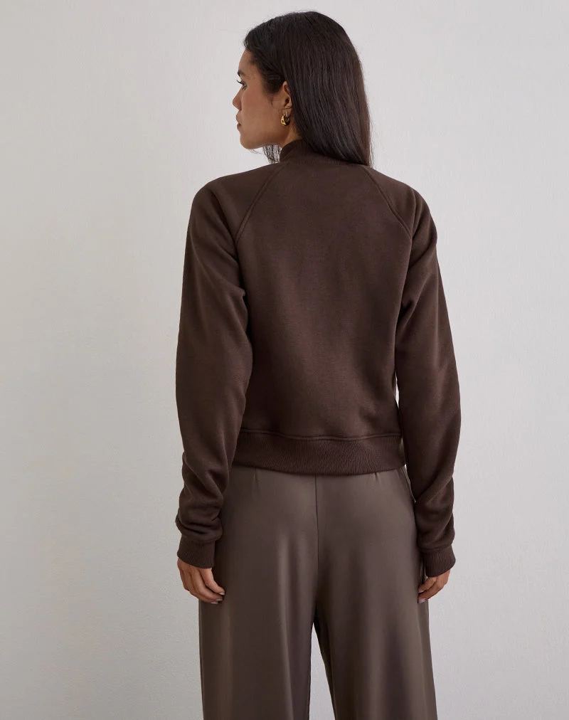 Tamayo Zip Rollkragenpullover in Bitterschokolade