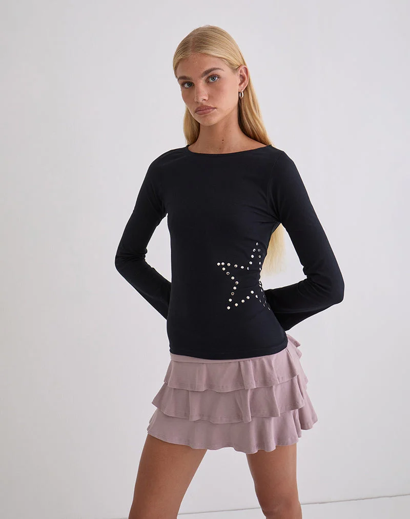 Malakai Langarm-Oberteil in Star Stud Black