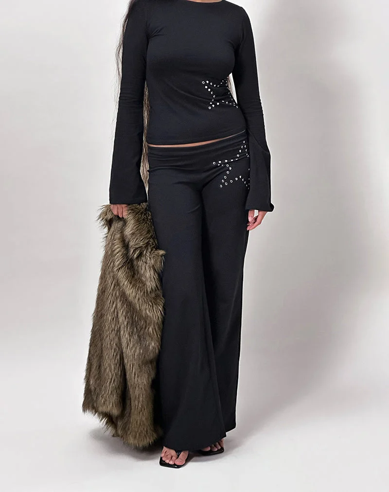 Malakai Langarm-Oberteil in Star Stud Black