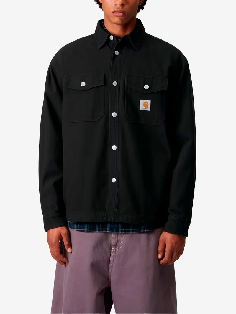Overshirt nero foderato Selby