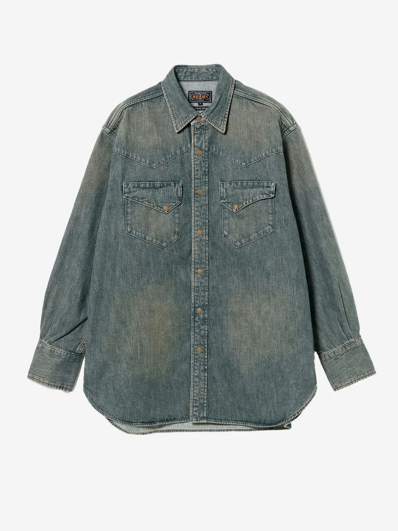 Camicia Western in Denim Double Dye