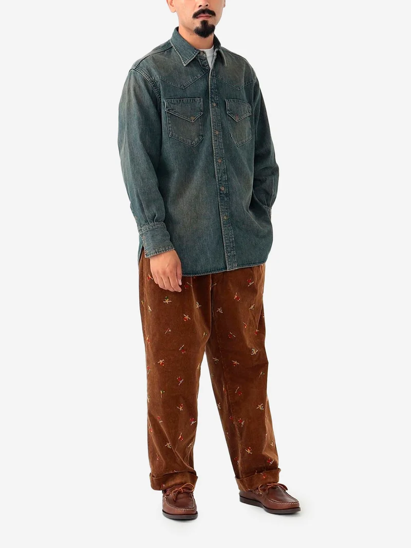 Camicia Western in Denim Double Dye