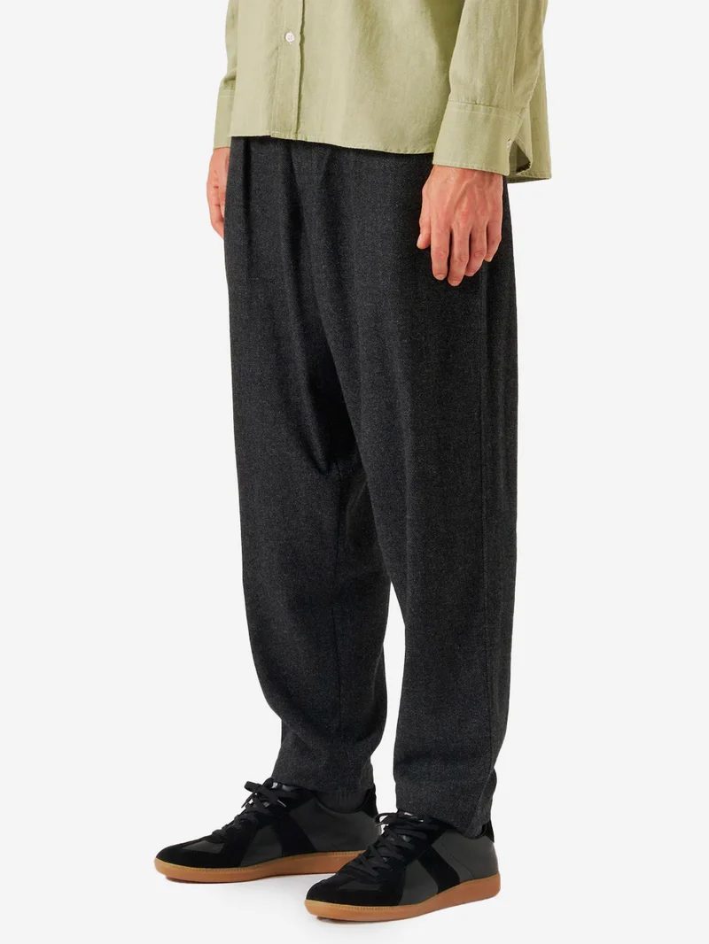 Pantaloni casual pleated Moleskin misto lana grigi