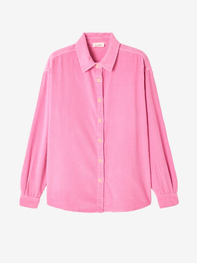 Camicia 'Padow' in velluto a coste rosa antico