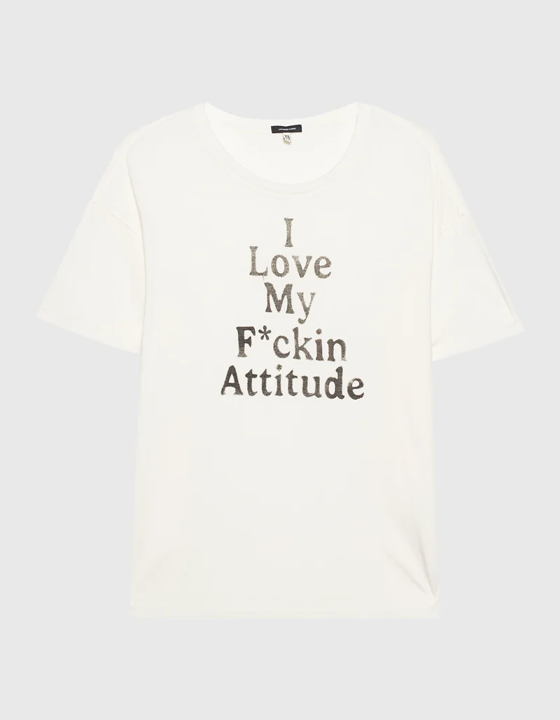 Bedrucktes T-Shirt FKN Attitude mit Kaschmir-Anteil