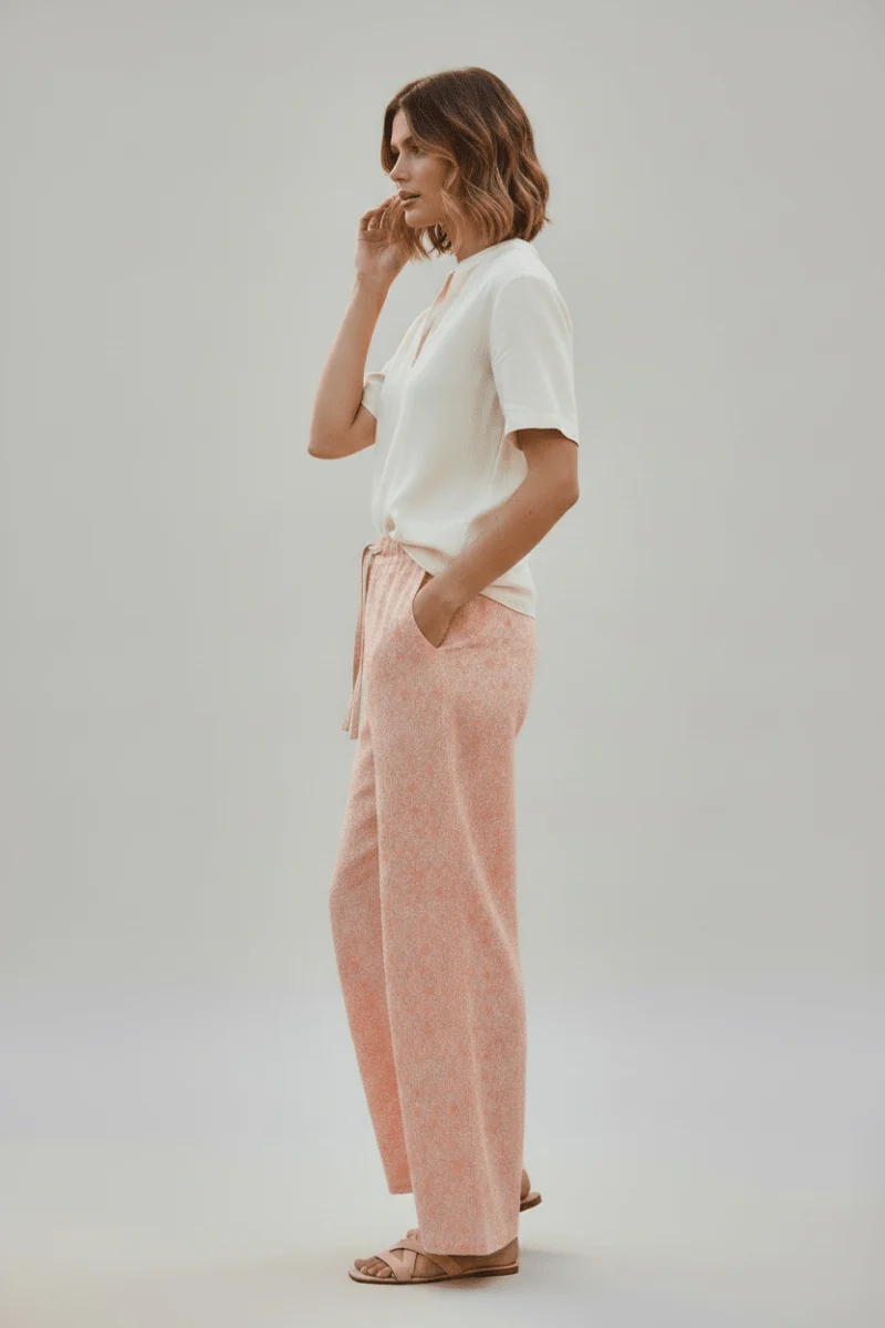 Cartoon Leinenhose in der Farbe Apricot