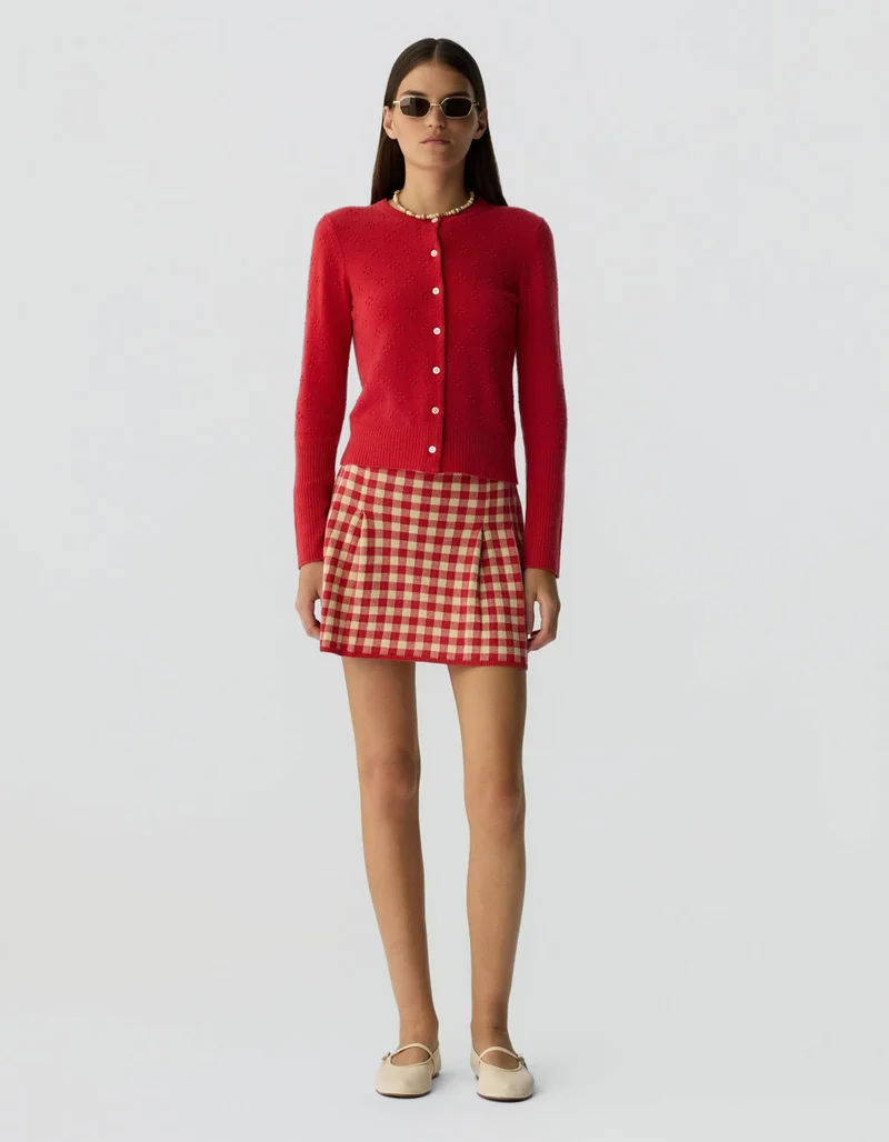 Strick-Mini-Rock Gingham Pleated