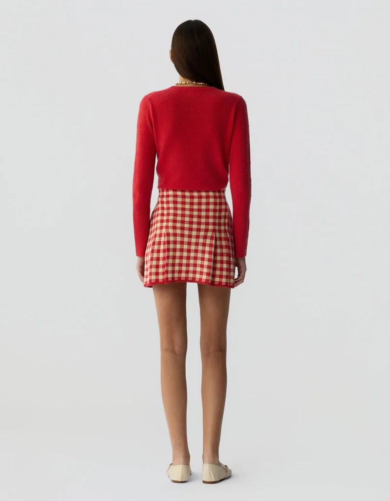 Strick-Mini-Rock Gingham Pleated
