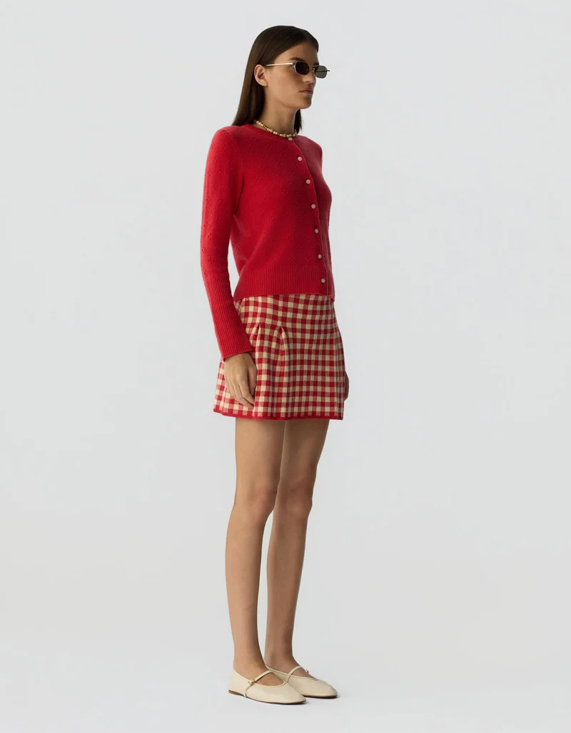 Strick-Mini-Rock Gingham Pleated