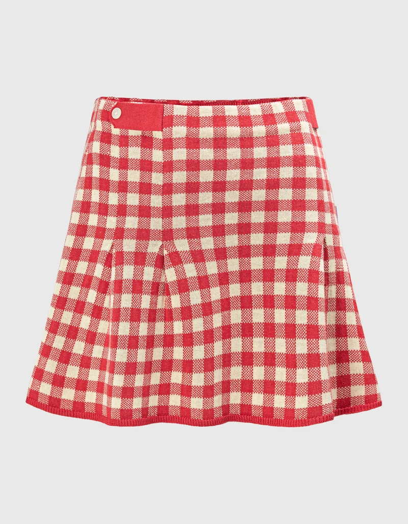 Strick-Mini-Rock Gingham Pleated