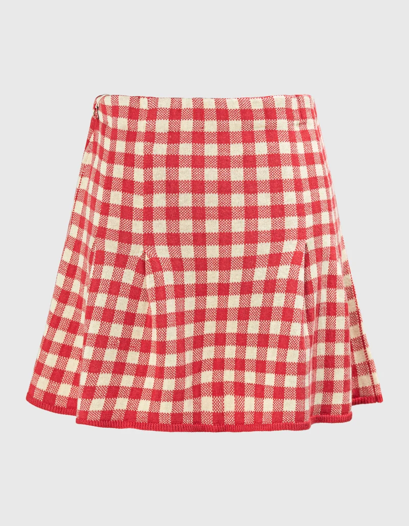 Strick-Mini-Rock Gingham Pleated