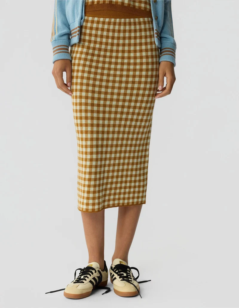 Karierter Midi-Rock Gingham Long