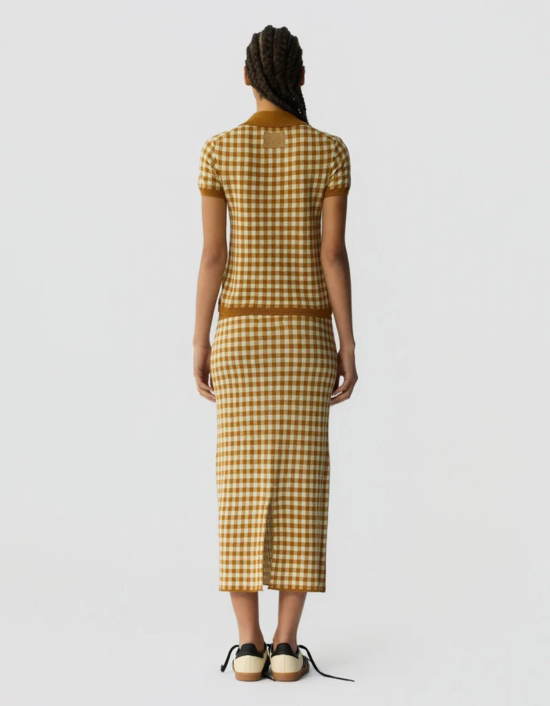 Karierter Midi-Rock Gingham Long