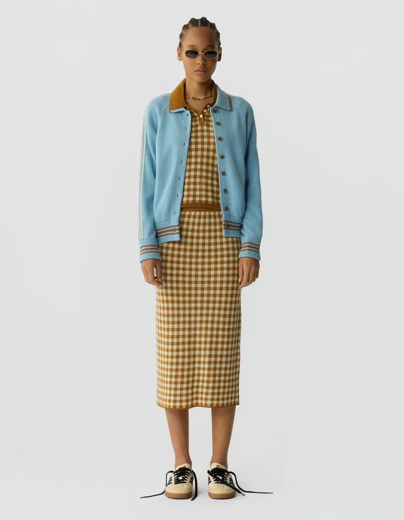 Karierter Midi-Rock Gingham Long