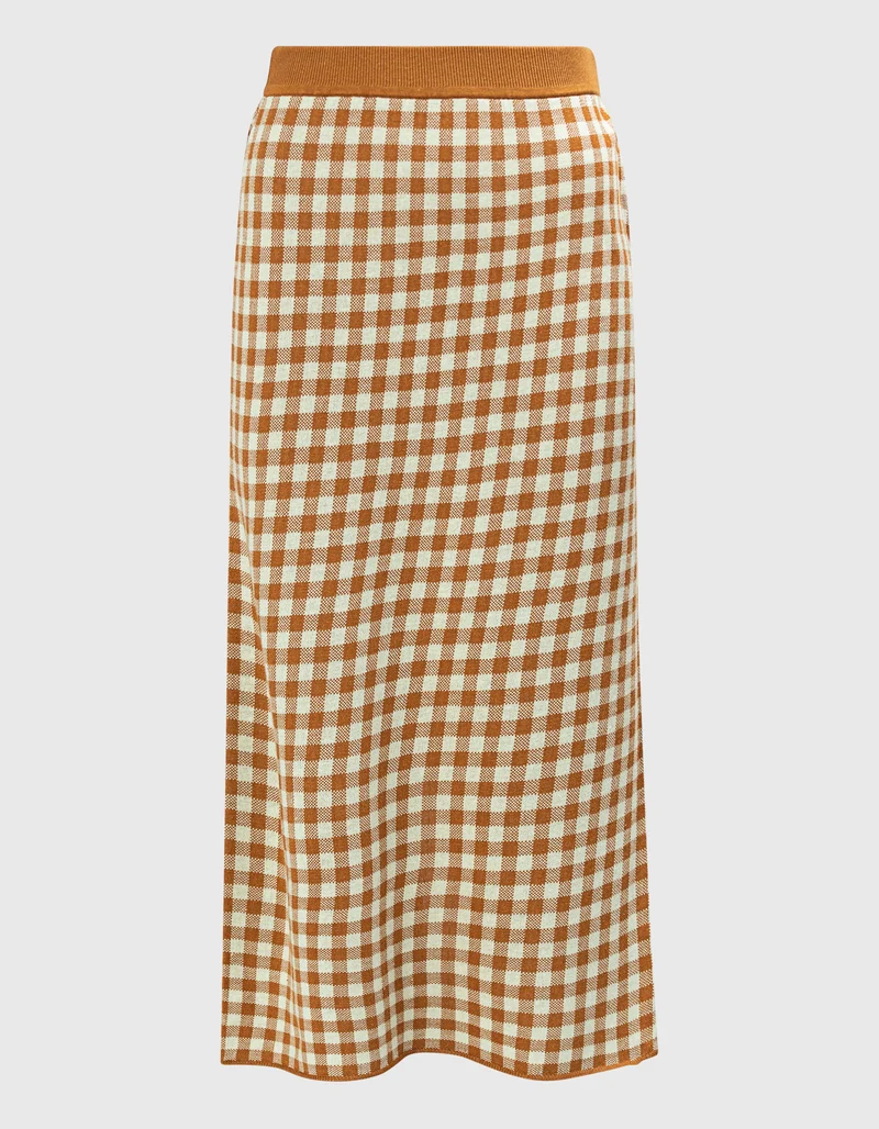 Karierter Midi-Rock Gingham Long