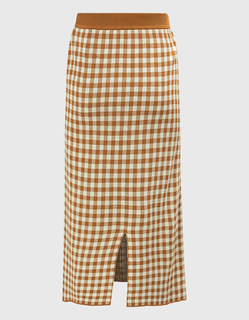 Karierter Midi-Rock Gingham Long