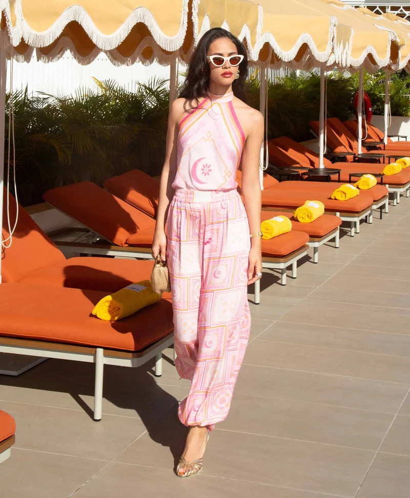 Wide-Leg Hose Bandana mit Binde-Details