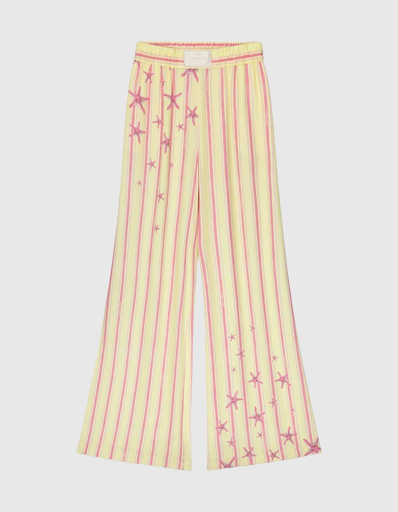 Gemusterte Wide-Leg Hose