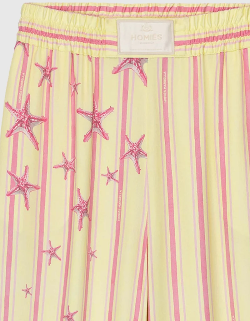 Gemusterte Wide-Leg Hose