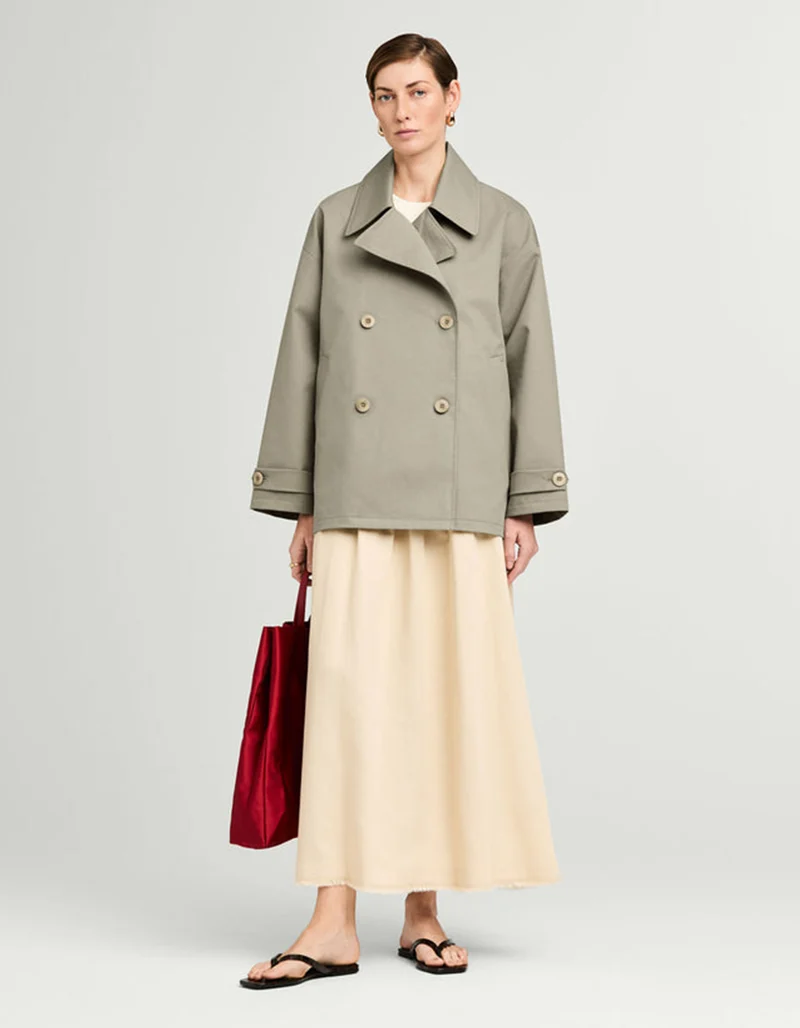 Doppelreihige Trench-Jacke Heather