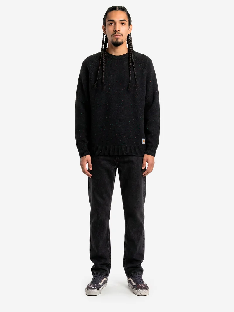 Pantaloni 'Newel' in denim nero stone washed
