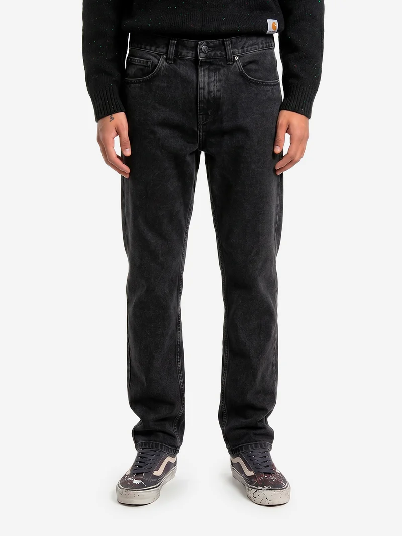 Pantaloni 'Newel' in denim nero stone washed