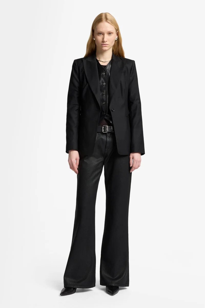 SPENCER FLARE in Coated Denim Blackcat
