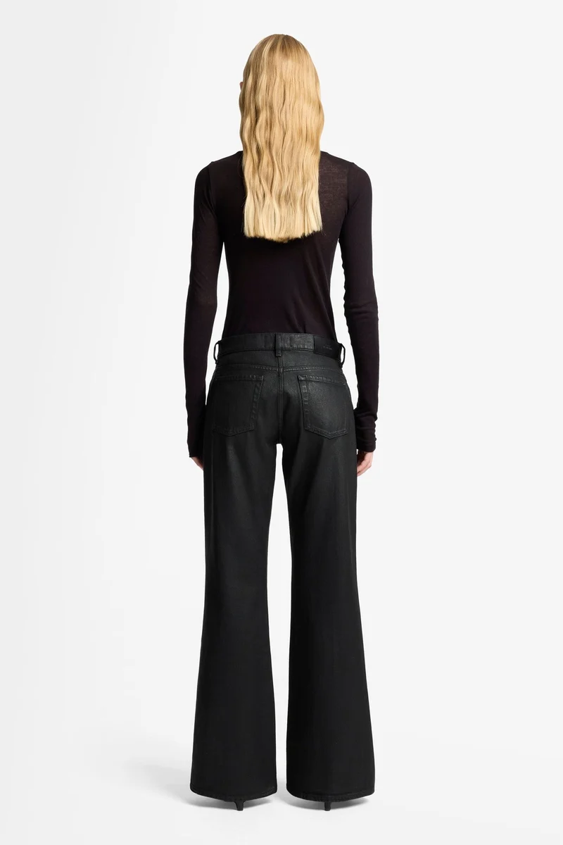 SPENCER FLARE in Coated Denim Blackcat