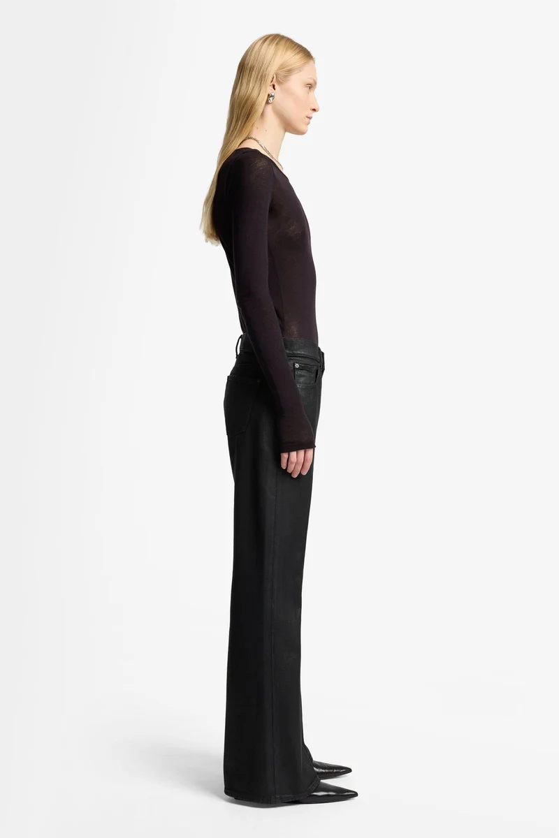 SPENCER FLARE in Coated Denim Blackcat