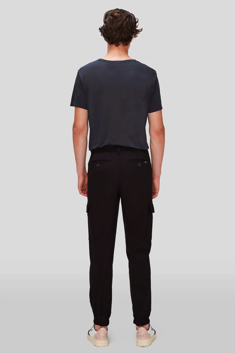 TRAVEL CARGO JOGGER in Double Knit Black