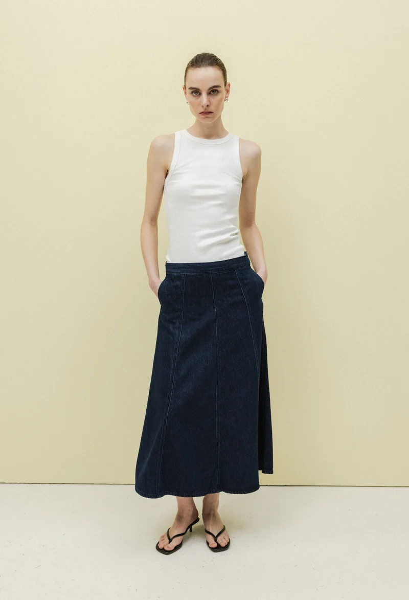 Mae Panel Skirt - Stone Indigo
