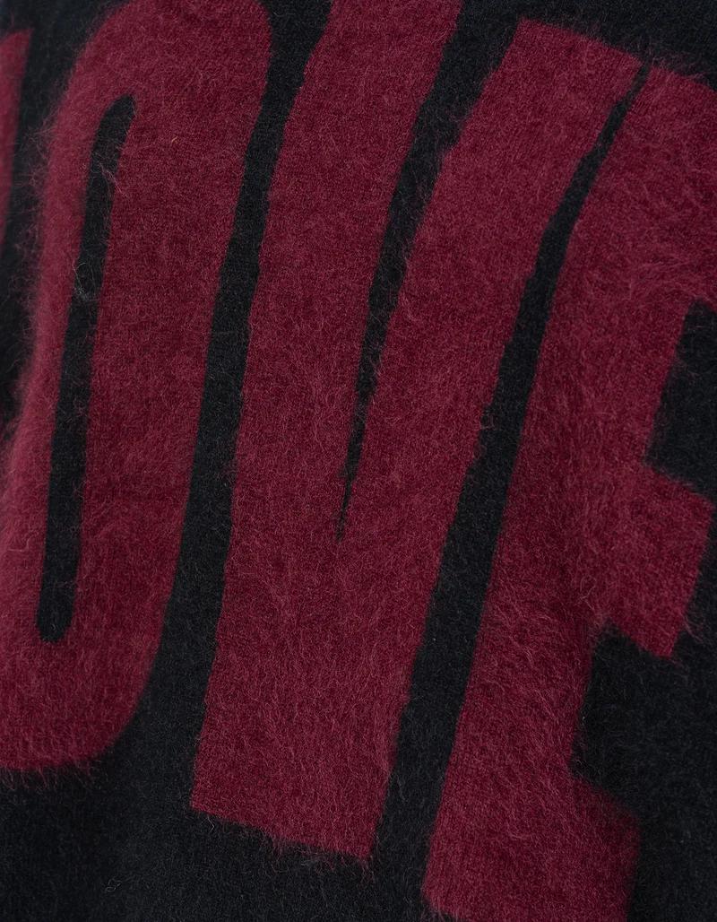 Oversize Strick-Hoodie mit Wording