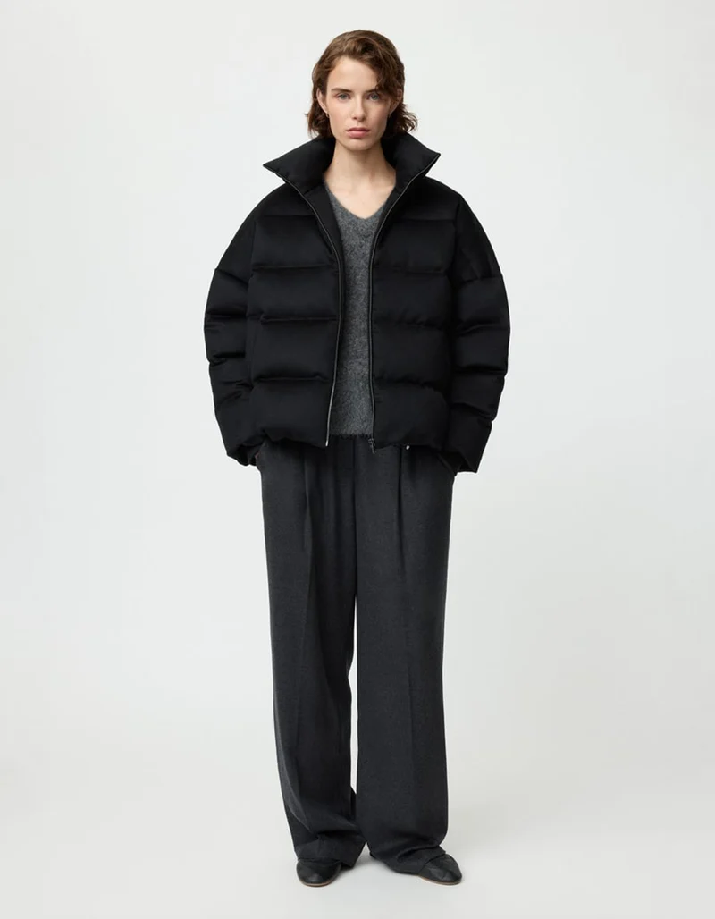Oversize Daunen-Pufferjacke mit Kaschmir-Anteil