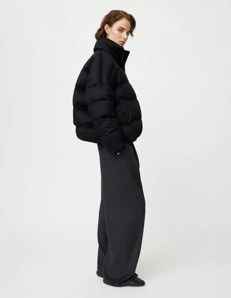 Oversize Daunen-Pufferjacke mit Kaschmir-Anteil