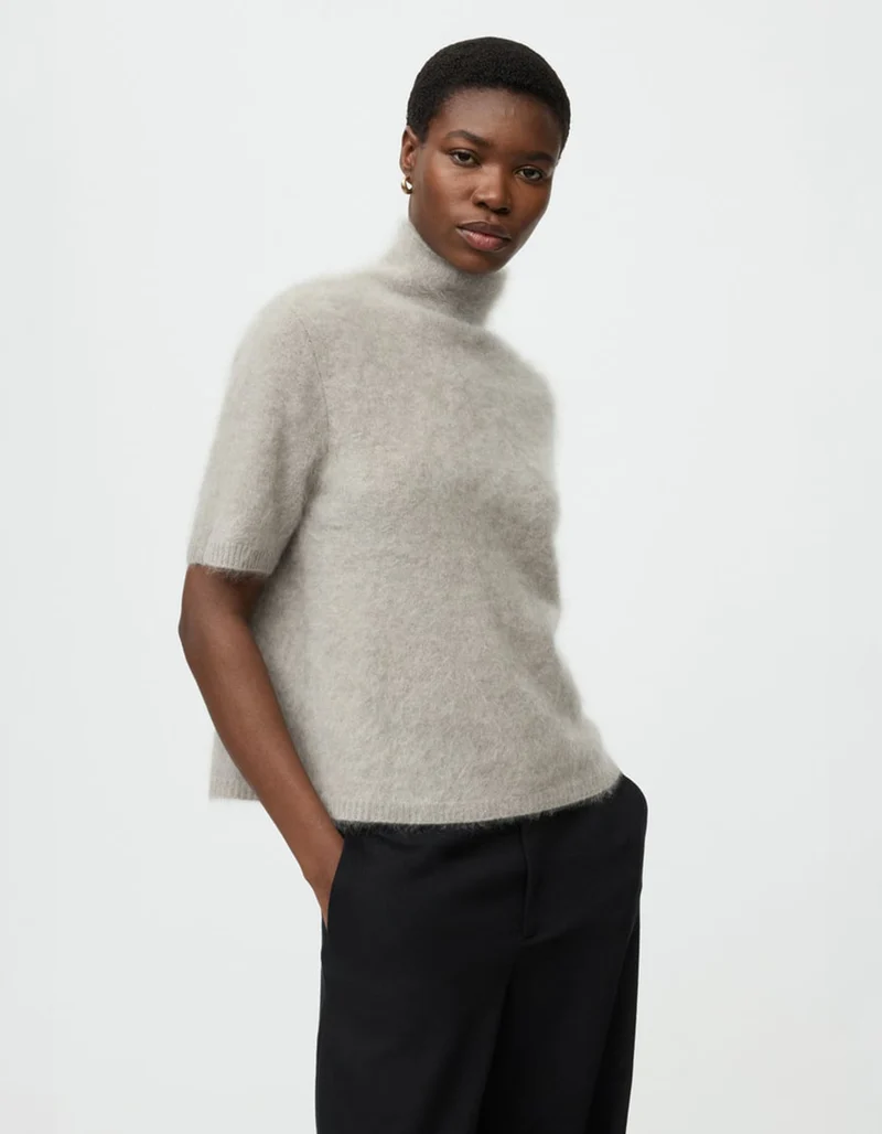 Fuzzy Kaschmir-Kurzarm-Pullover