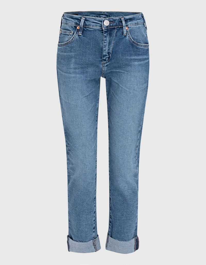 Washed-Out Jeans mit offenem Saum