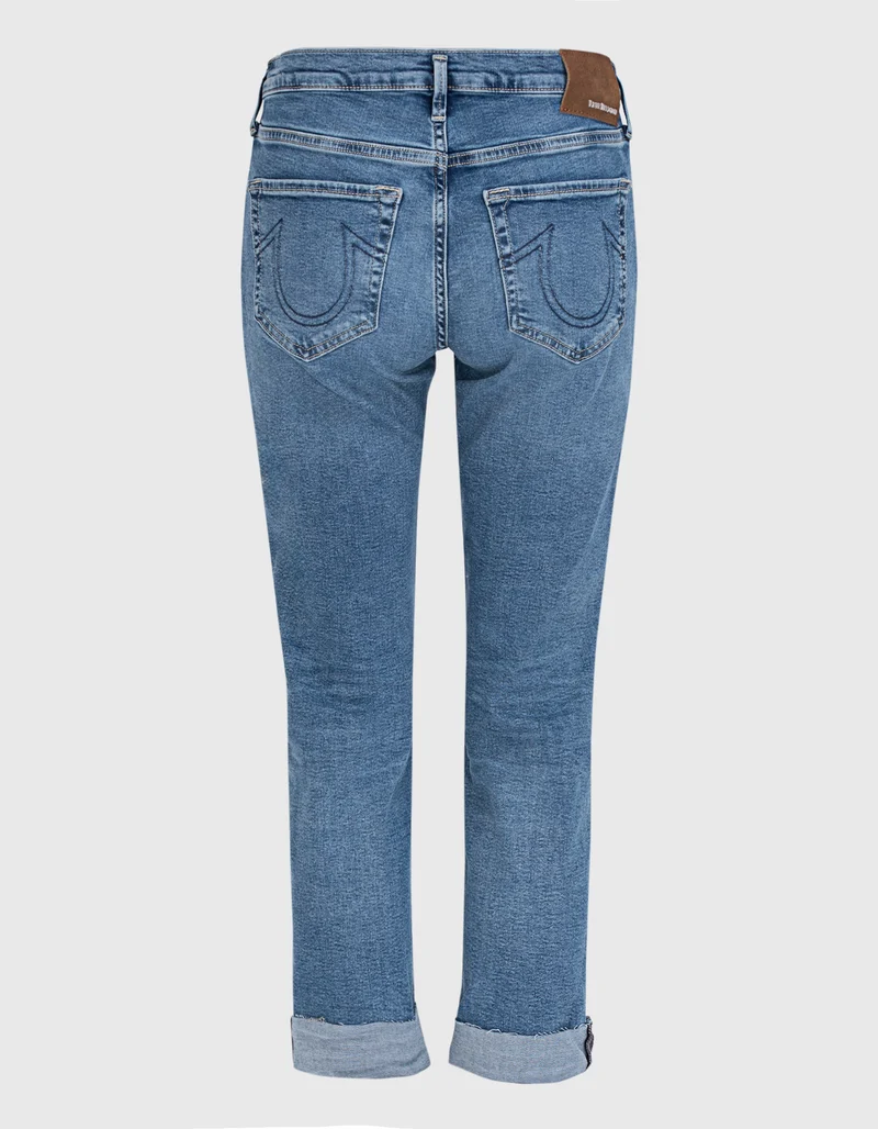 Washed-Out Jeans mit offenem Saum