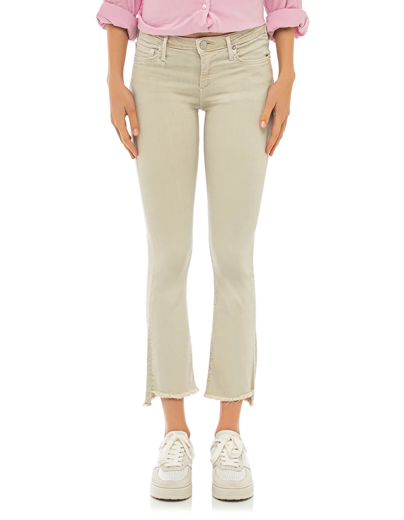 Kick-Flare Cropped Jeans mit offenem Saum