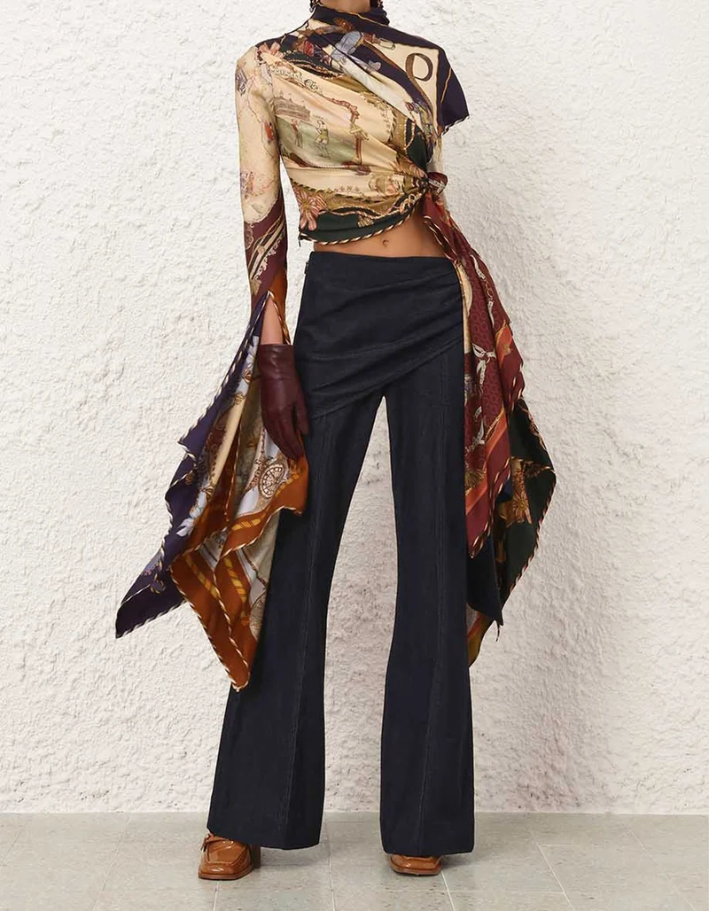 Flare-Leg Jeans Valiant mit asymmetrischer Drapierung