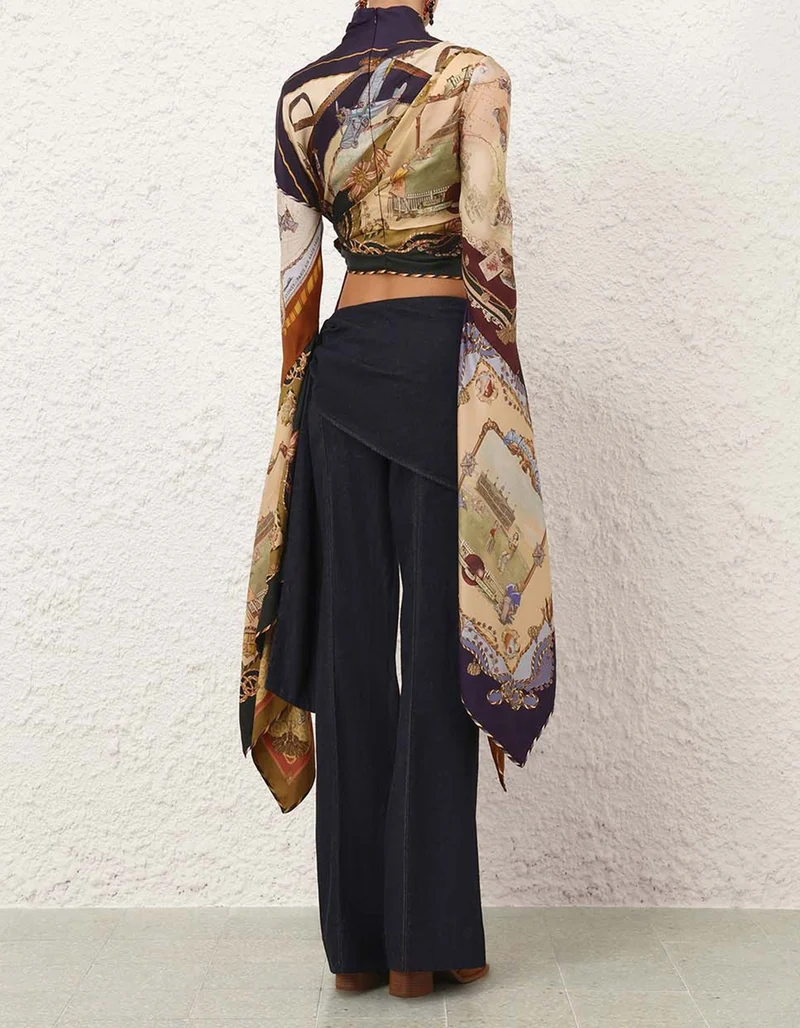 Flare-Leg Jeans Valiant mit asymmetrischer Drapierung