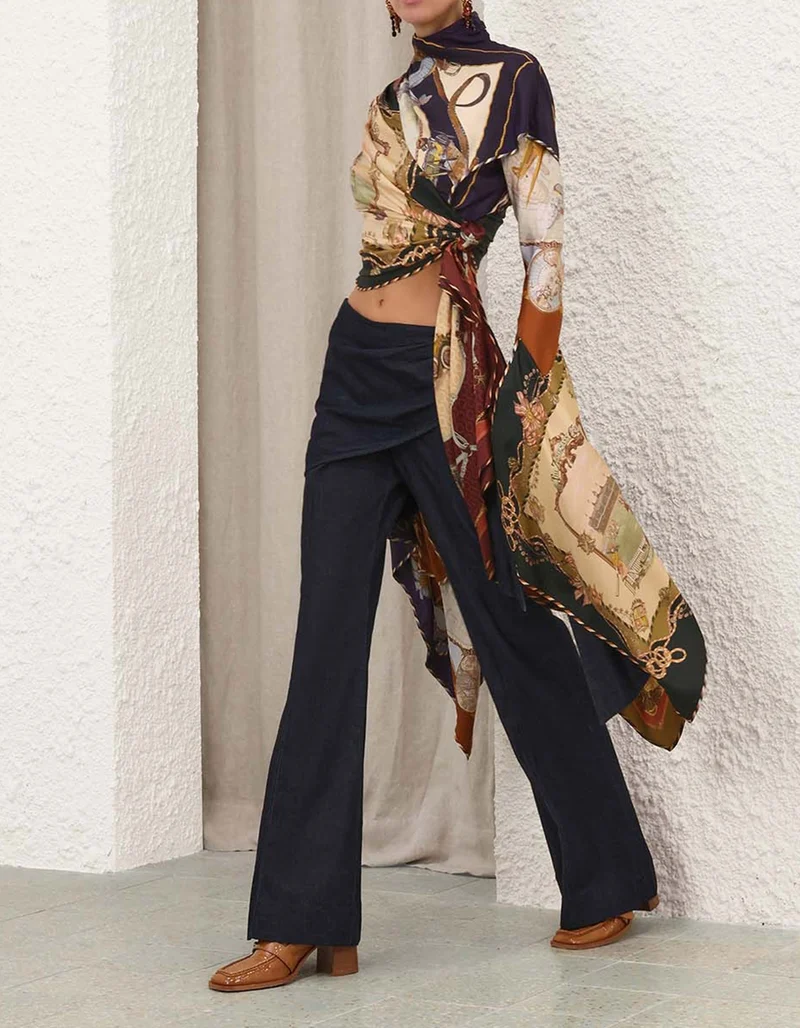 Flare-Leg Jeans Valiant mit asymmetrischer Drapierung
