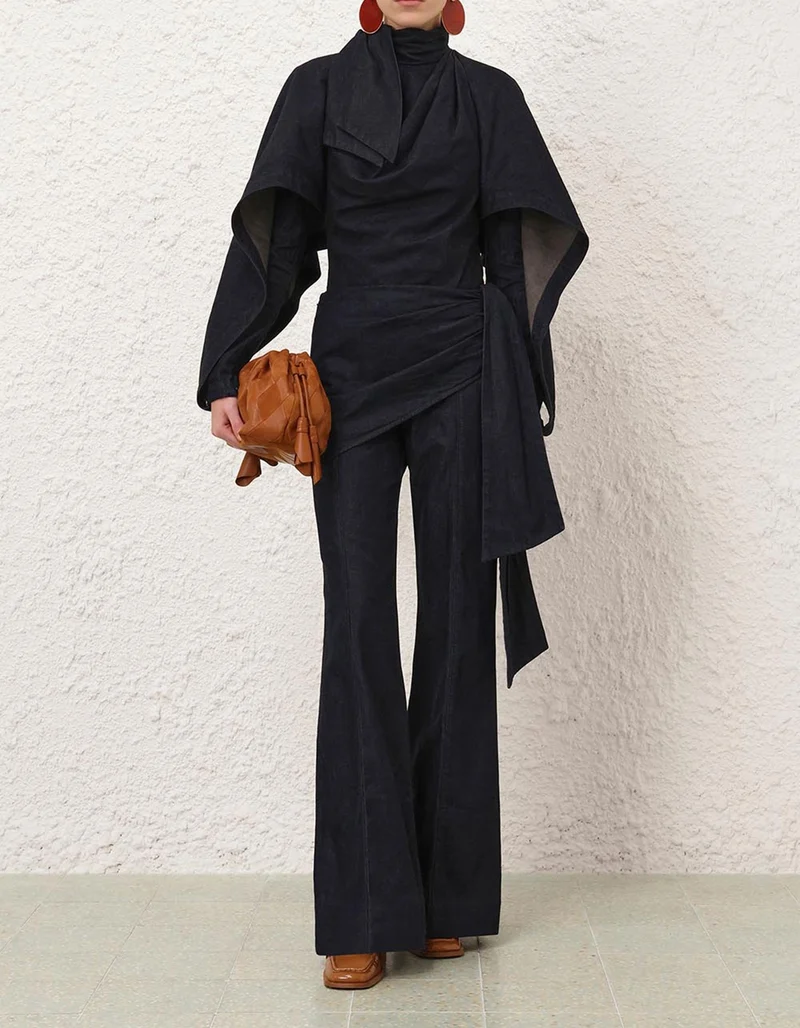 Flare-Leg Jeans Valiant mit asymmetrischer Drapierung