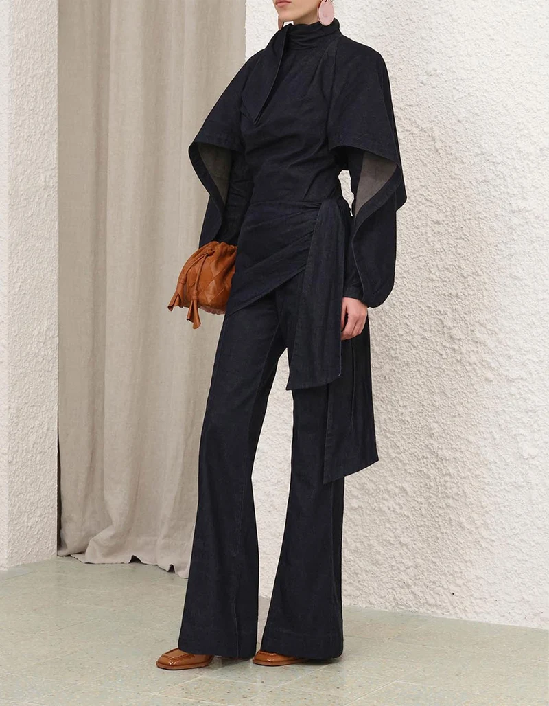 Flare-Leg Jeans Valiant mit asymmetrischer Drapierung